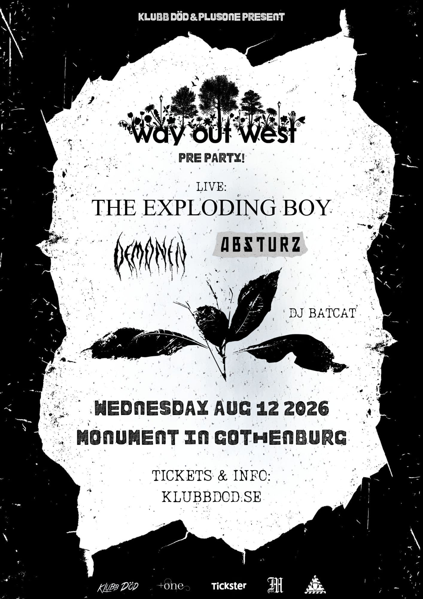 WAY OUT WEST PRE-PARTY! LIVE: THE EXPLODING BOY + ABSTURZ + DEMONEN + DJ’S