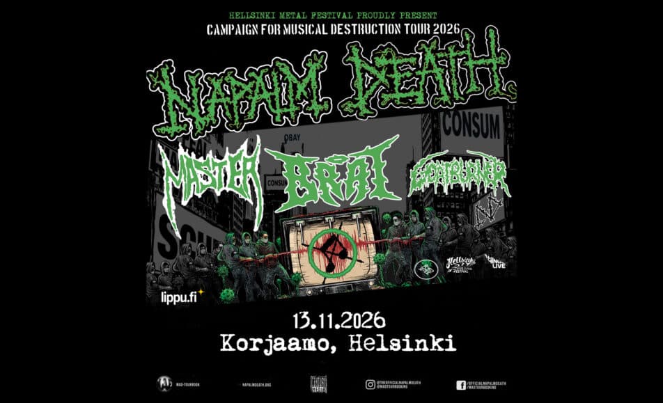 Campaign for Musical Destruction 2026: NAPALM DEATH (UK), MASTER (US), BRAT (US), GOATBURNER (FI)